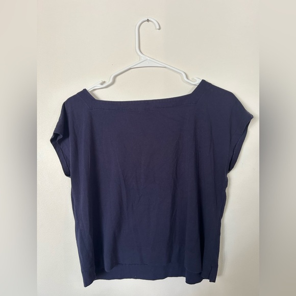 Eileen Fisher Large Top Womens Black Square Neck Boxy Neutral Minimalist USA - Picture 7 of 8